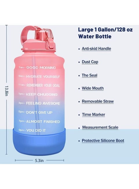 Motivational Time Marker Water Bottle With Straw