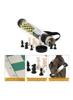 Kanteen Store Compressed Chess Set With A Cylindrical Holder With A Leather Patch  - Image 3