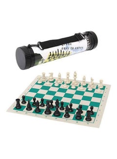 Roll Chess In A Leather Patch With Plastic Chess Pieces Inside A Portable Cylinder Lcm