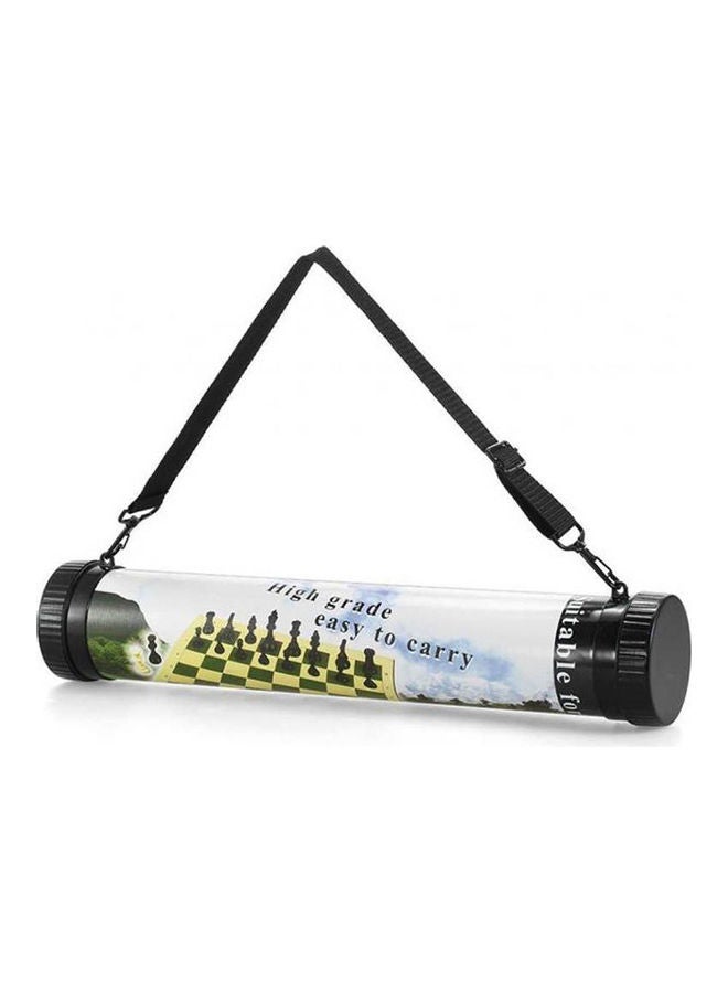Kanteen Store - A Compressed Chess Set With A Cylindrical Holder With A Leather Patch - Image 1