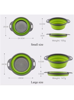 2-Piece Collapsible Silicone Colanders Set Green/Grey 29.2x23.7cm - v1621506432/N20616098A_3