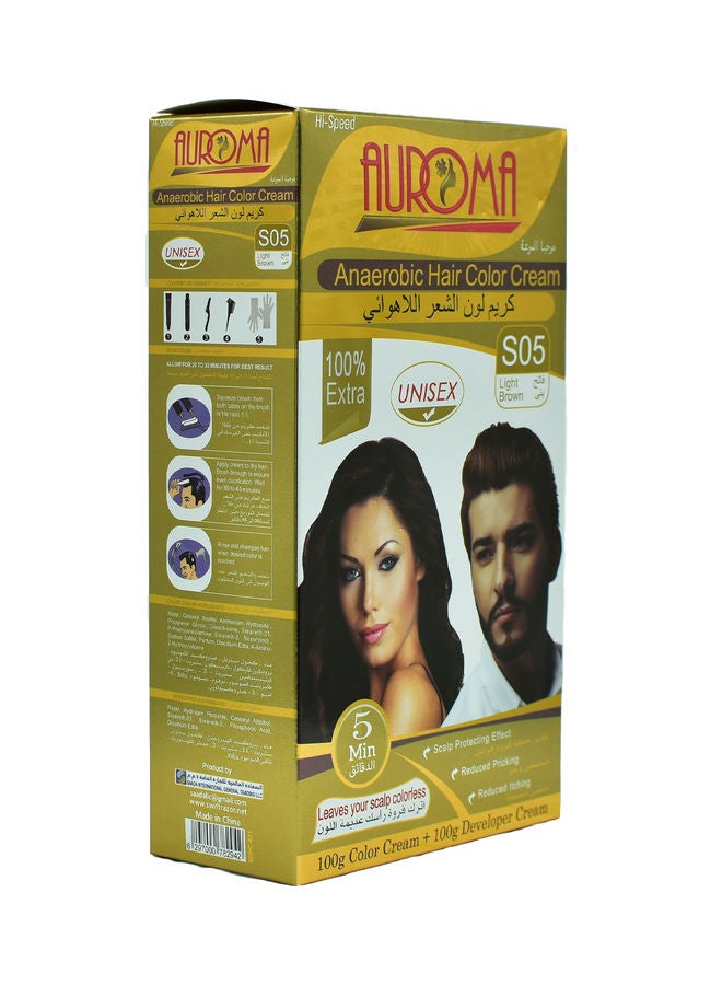 AUROMA Anaerobic Hair Colour Cream With Brush Light Brown 200ml  - Image 1