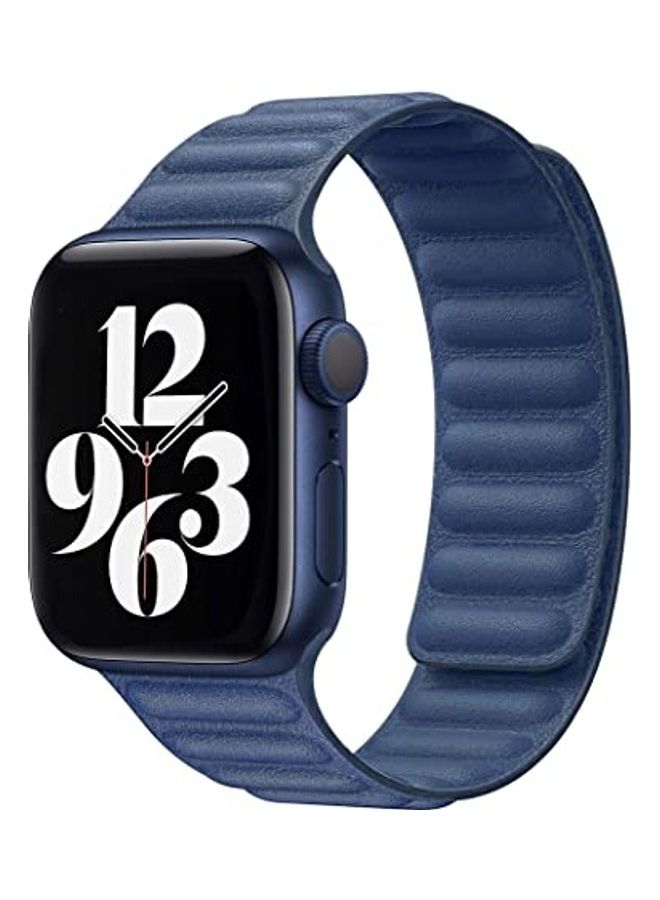 Leather Link Band For Smartwatch Blue - Image 1