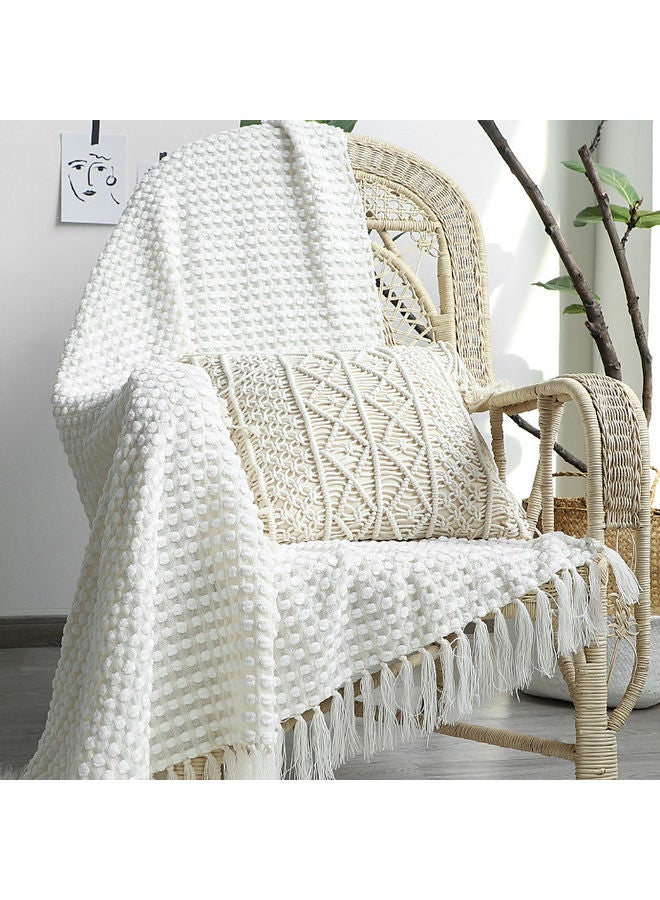 Chenille Knitted Shawl Blanket Fabric White 127x170cm - v1621510961/N47561563A_1