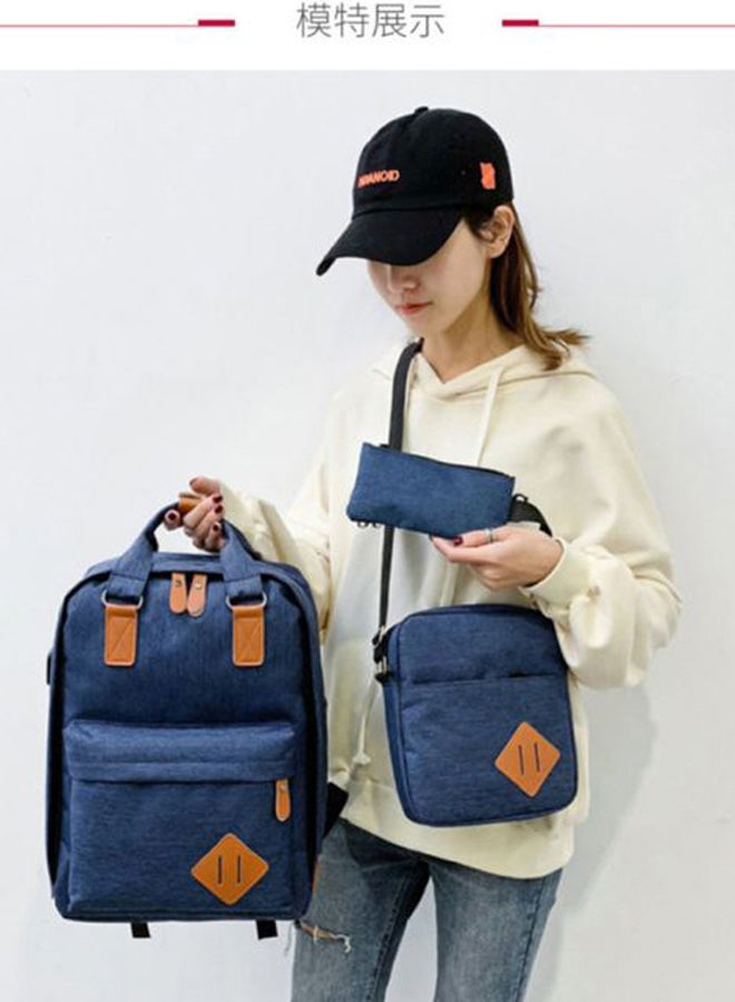 Beauenty 3 Piece Casual Backpack Blue - Image 3