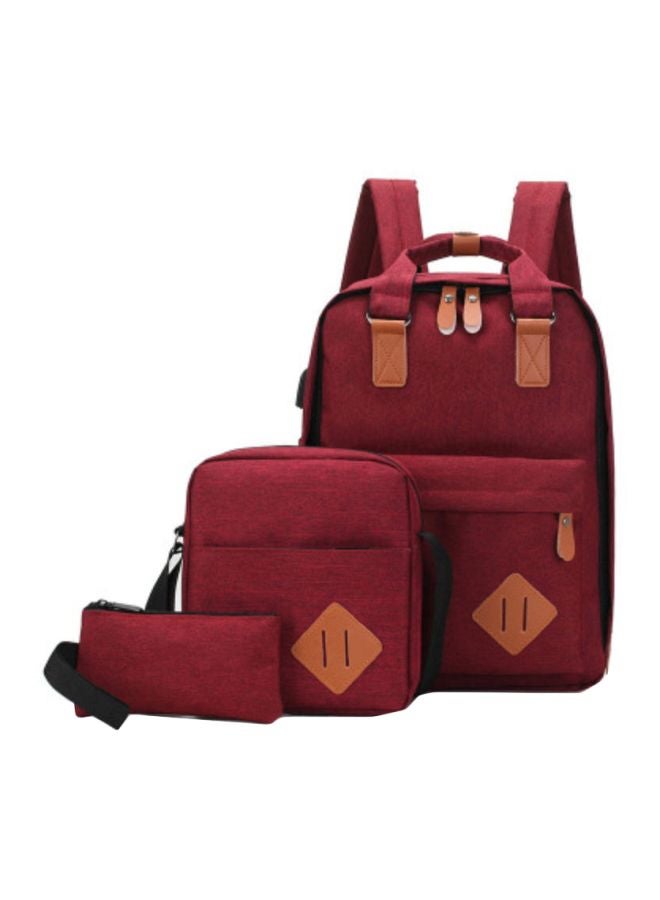 بيوينتي طقم حقيبة ظهر كاجوال من 3 قطع أحمر/ بني/ أسود
