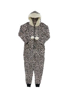Animal Print Hooded Jumpsuit Multicolour