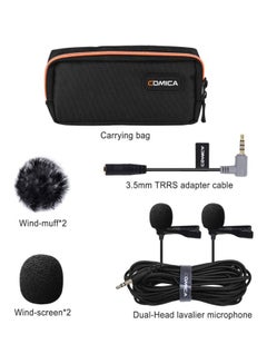 COMICA Dual-Headed Lavalier Lapel Clip-On Microphone Kit CVM-D02 Black  - Image 2