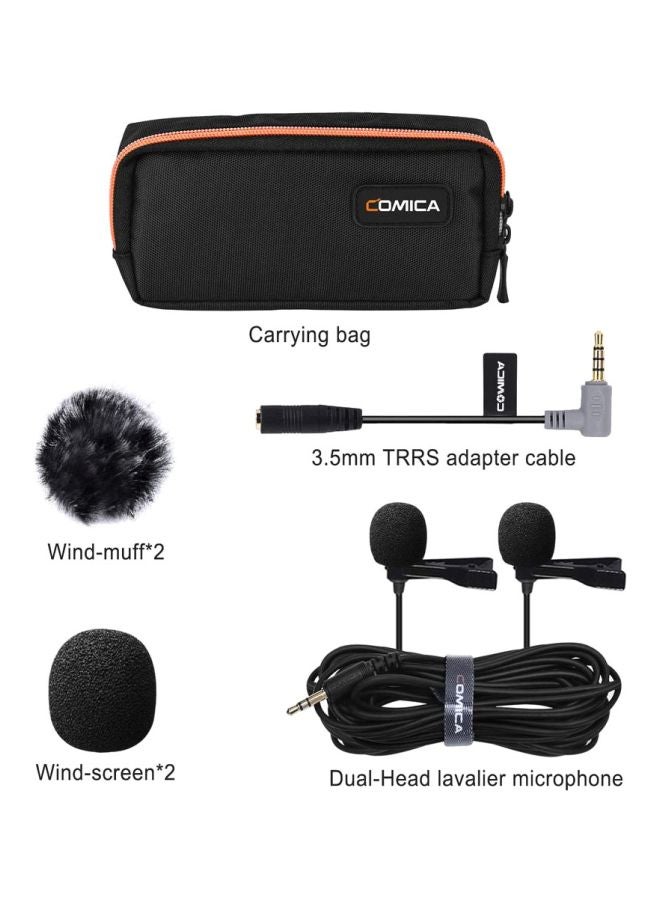 COMICA Dual-Headed Lavalier Lapel Clip-On Microphone Kit CVM-D02 Black  - Image 2