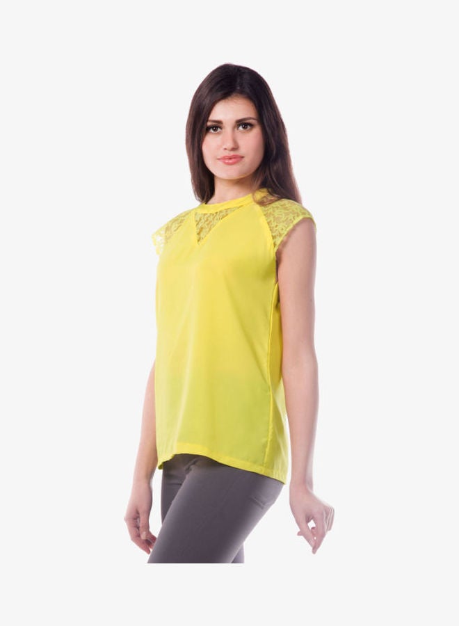 Stylish Round Neck Blouse Lemon Yellow - v1621520346/N47563550V_4