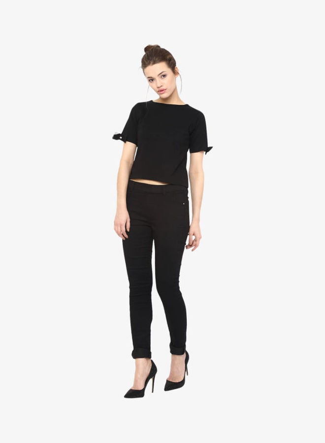 Miss Chase Stylish Round Neck Blouse Black  - Image 4