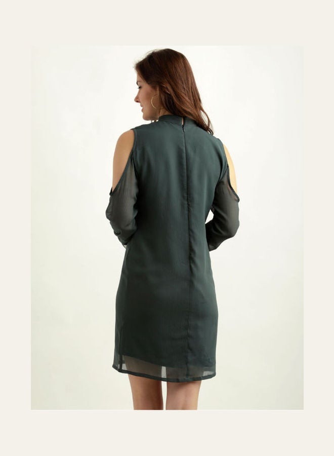 Miss Chase Great Expectations Cold Shoulder Dress Green  - Image 3