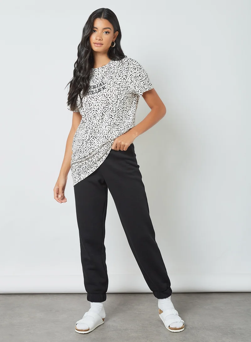 NOISY MAY Printed Longline T-Shirt White