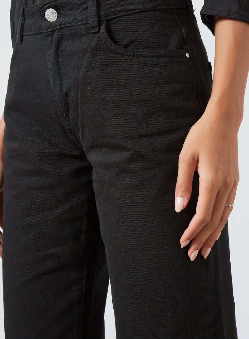 NOISY MAY Wide Leg Cropped Jeans Black  - Image 3