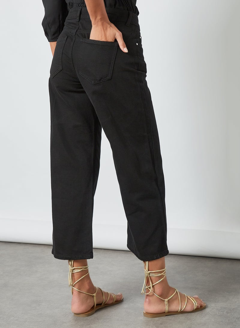 NOISY MAY Wide Leg Cropped Jeans Black  - Image 4
