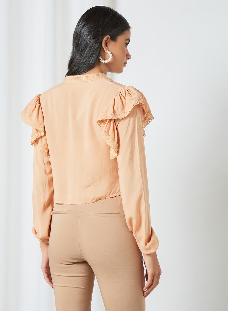 Pimkie - Ruffled Detail Top Brown - Image 1