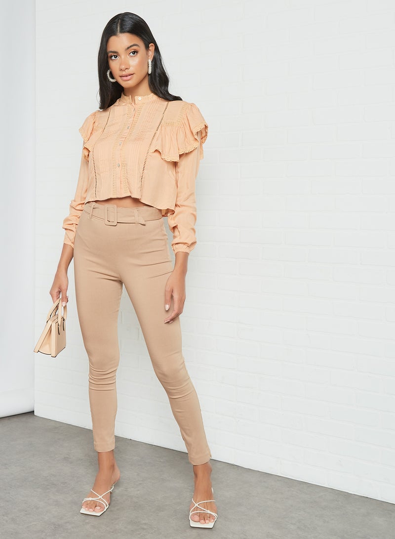 Pimkie - Ruffled Detail Top Brown - Image 1