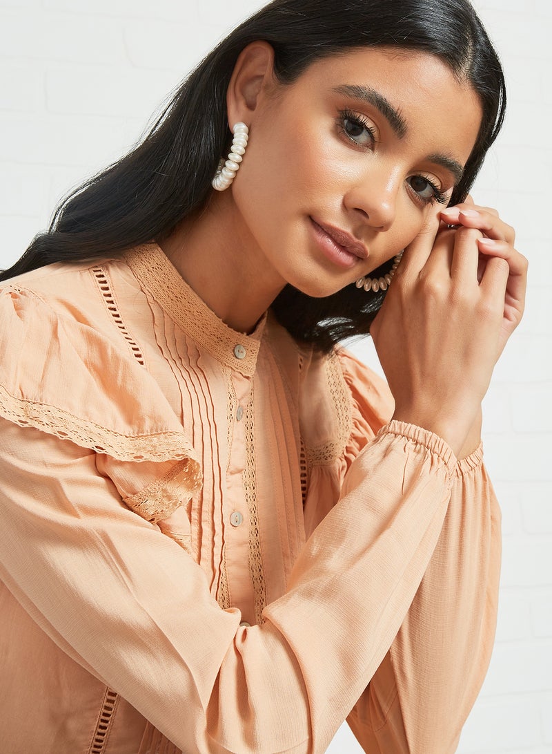 Pimkie - Ruffled Detail Top Brown - Image 1