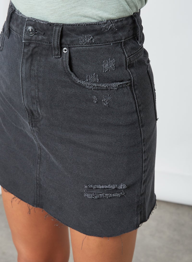 Pimkie - Frayed Denim Skirt Black - Image 1