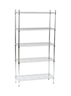 Home Box 5-Tier Heavy Duty Wire Shelves Unit Silver 90x180x35cm  - Image 1