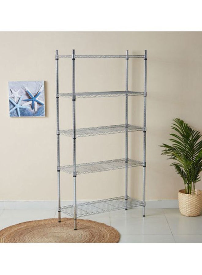 5-Tier Heavy Duty Wire Shelves Unit Silver 90x180x35cm - v1621521924/N46400495A_4