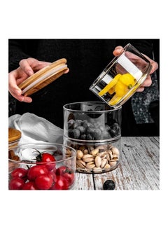 Lushh 3-Layer Stackable Food Storage Jar With Airtight Bamboo Lid Set Clear/Beige 11.5x11.5x8cm  - Image 5