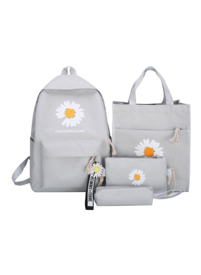 Beauenty 4-piece Schoolbag Set Light Grey/White/Yellow