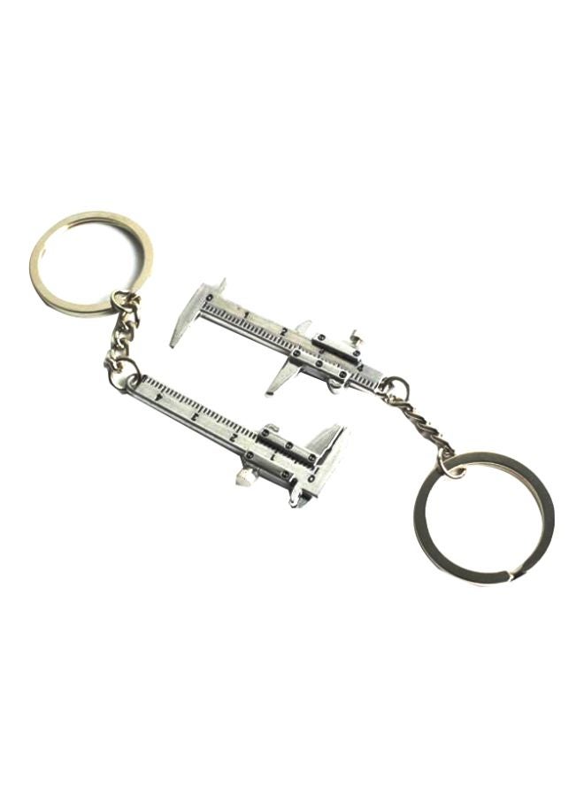 Sharpdo Mini Vernier Caliper Pendant Keyring Slider Slides Tool Key Chain Silver - Image 1