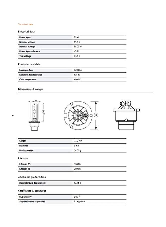 Osram - Xenarc Cool Blue Intense D2S Hid Xenon Arc Tubes, Discharge Lamp - Image 1