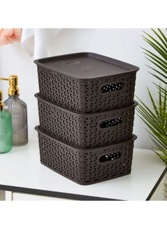 Home Box 6-Piece Storage Basket With Lid Brown 25x20x10cm  - Image 5
