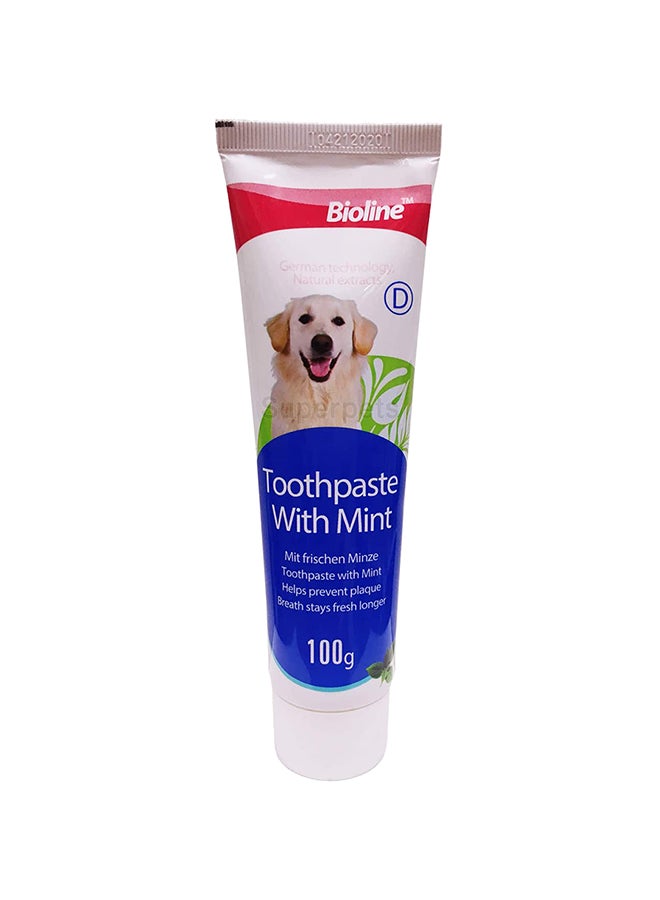Bioline Toothpaste With Mint Prevent Build Up Of Tartar And Stays Longer Fresh Breath White 100grams - Image 1