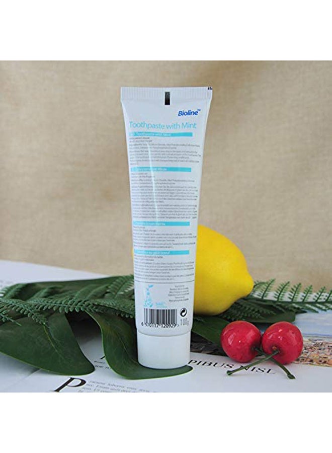 Bioline Toothpaste With Mint Prevent Build Up Of Tartar And Stays Longer Fresh Breath White 100grams - Image 3
