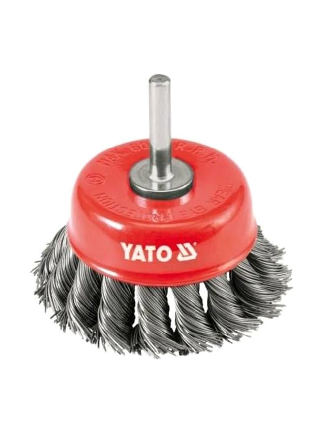 Yato Cup Brush Twisted Wire 75mm, 6mm bar Brand Silver/Red