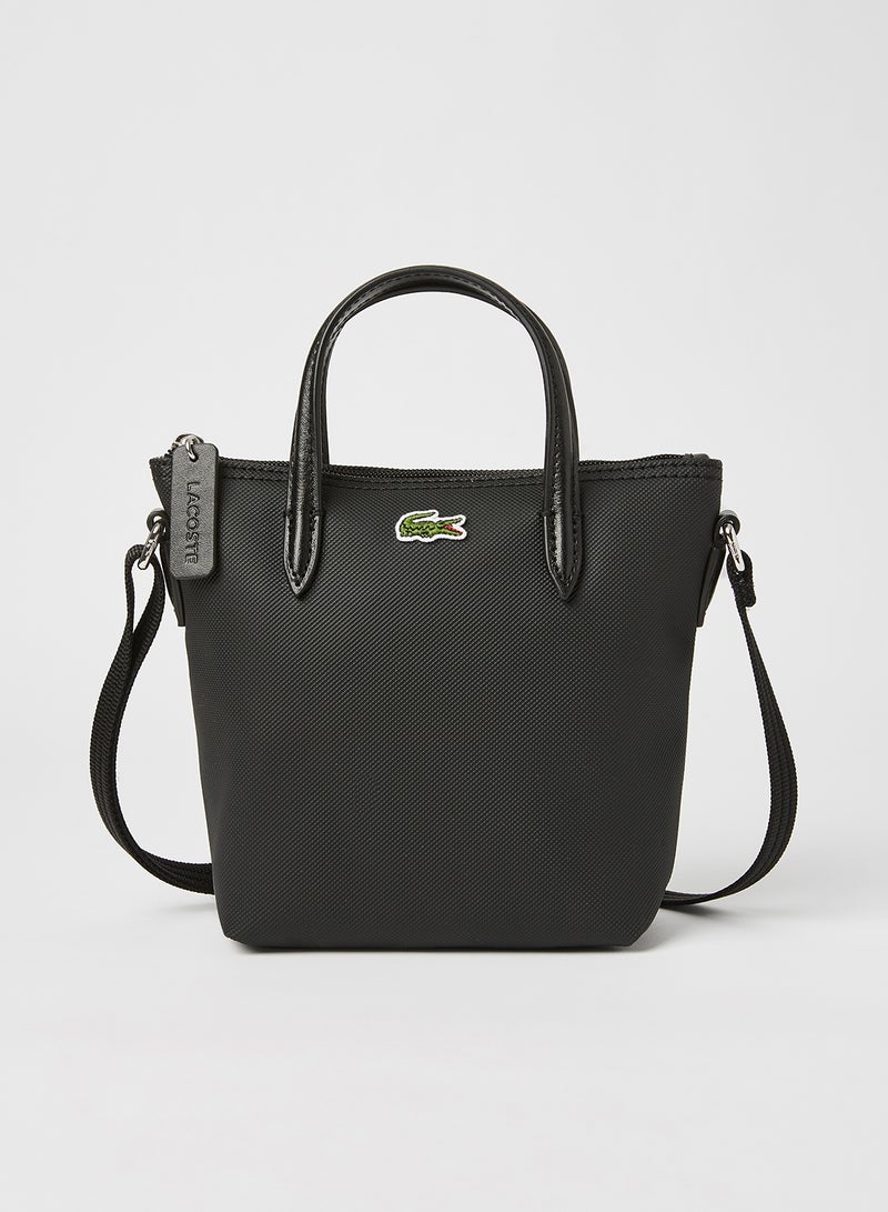 LACOSTE - Petit Piqué Canvas Mini Crossbody Bag Black - Image 1