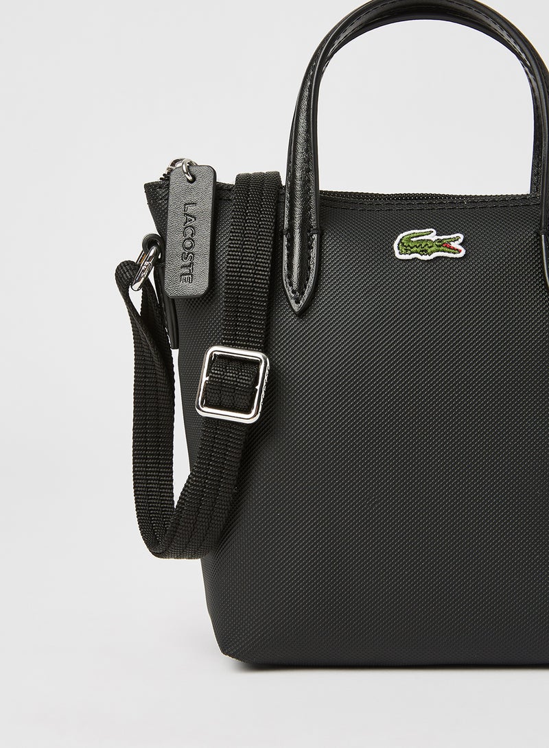 LACOSTE - Petit Piqué Canvas Mini Crossbody Bag Black - Image 1