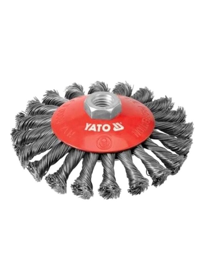 ياتو فرشاة دائرية بتصميم مجدول فضي / أحمر