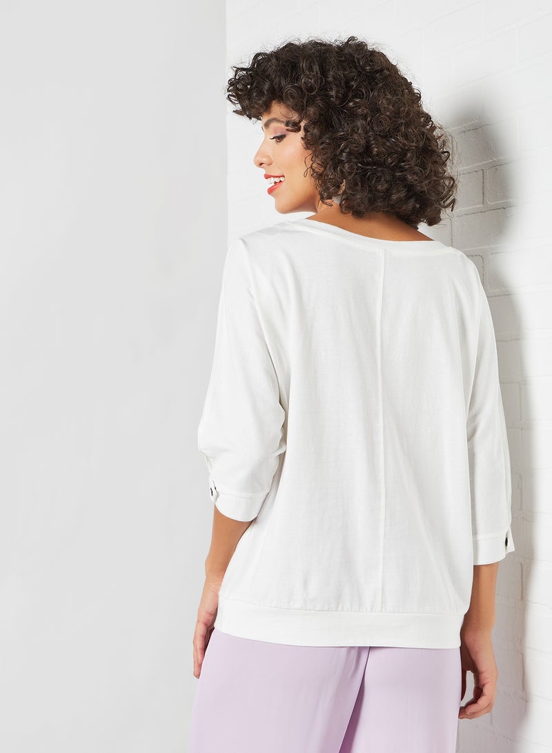 Piazza Italia Round Neck Top White - Image 4