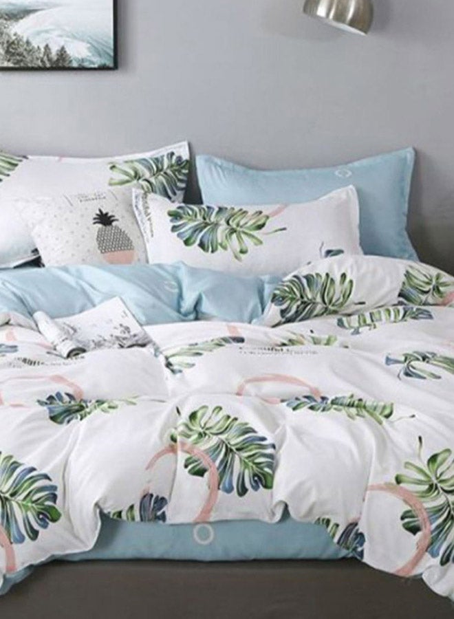 Beauenty 4-Piece Printed Duvet Cover Set Polyester White/Blue/Green - Image 2