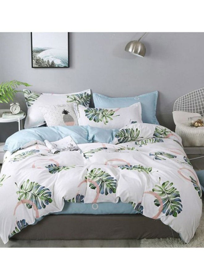 Beauenty 4-Piece Printed Duvet Cover Set Polyester White/Blue/Green - Image 1