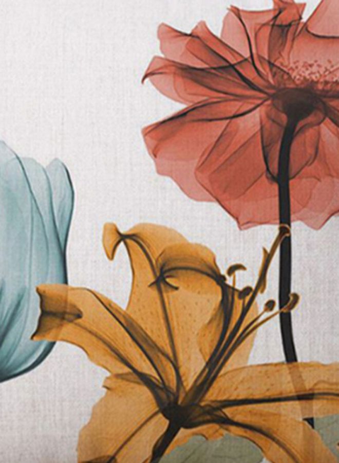 Sharpdo - Floral Printed Pillowcase Linen White/Blue/Red 45x45cm - Image 1