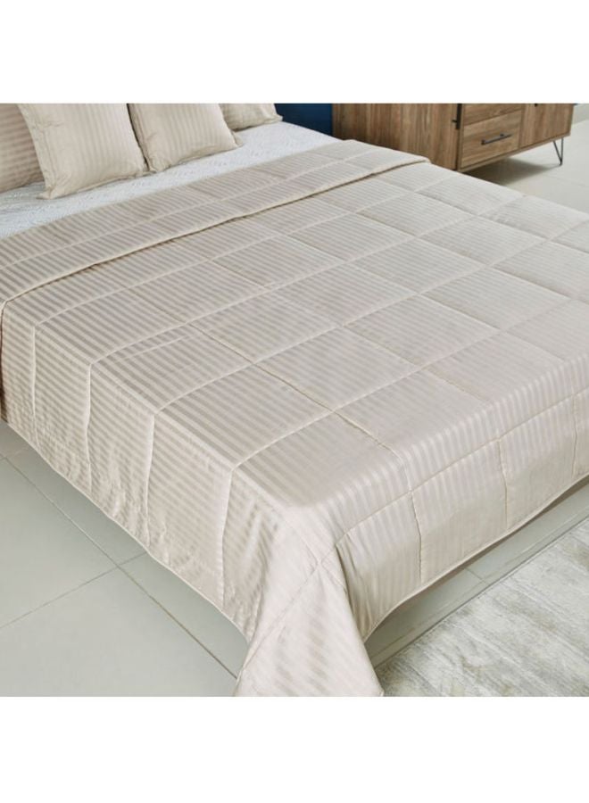 Home Box - 5-Piece Casablanca Striped Summer Quilt Set Cotton Beige King - Image 1
