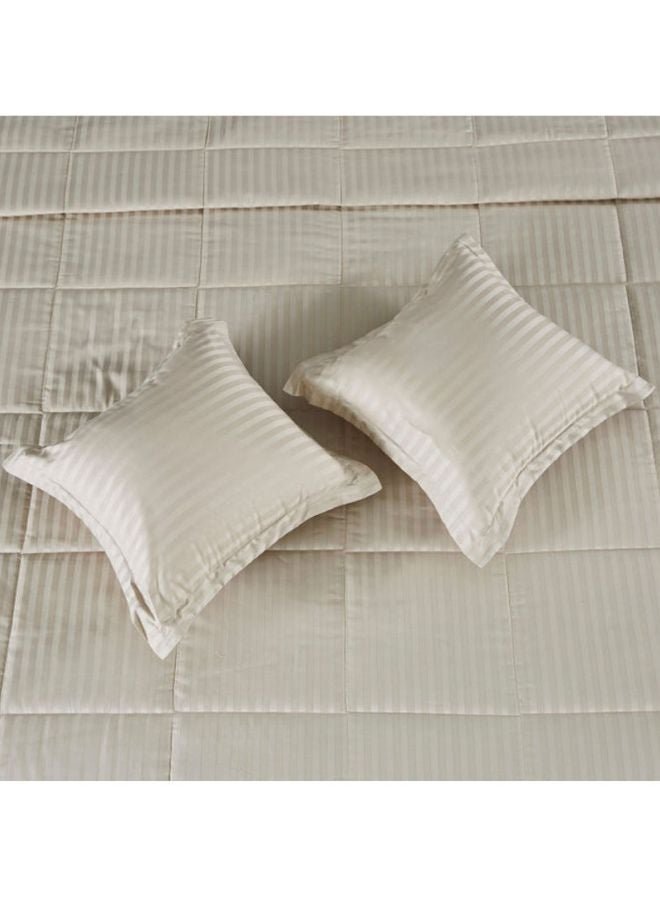 Home Box - 5-Piece Casablanca Striped Summer Quilt Set Cotton Beige King - Image 1