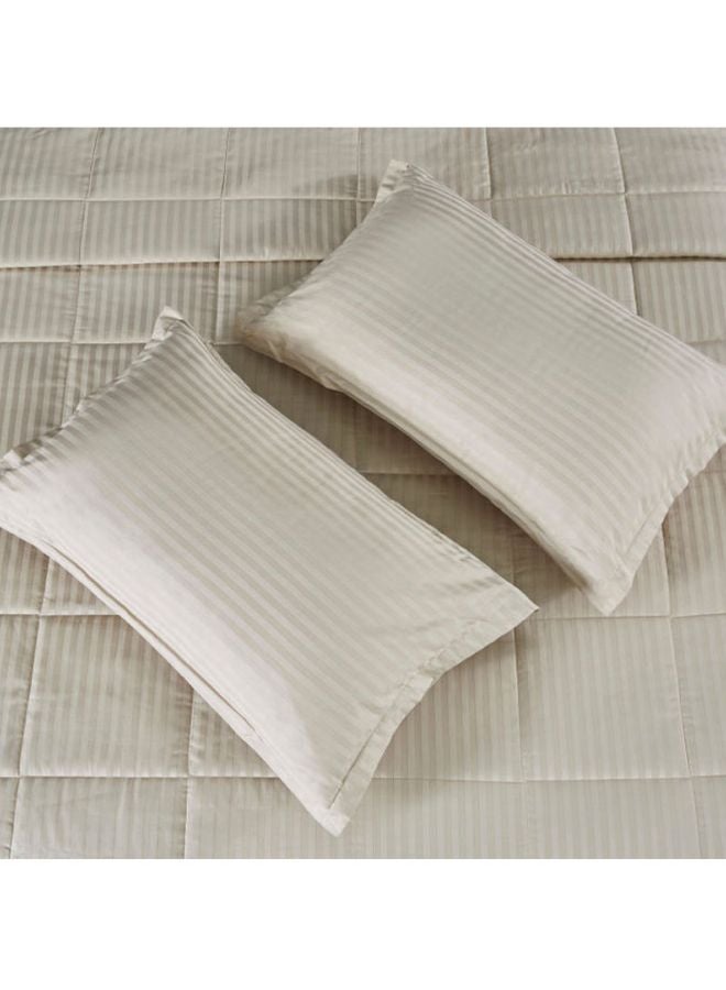 Home Box - 5-Piece Casablanca Striped Summer Quilt Set Cotton Beige King - Image 1