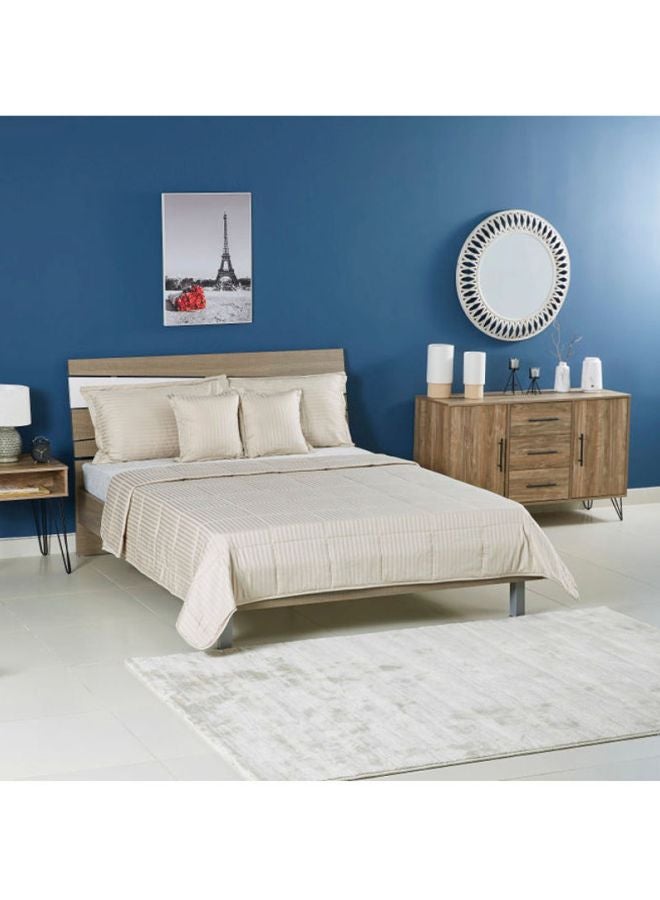 Home Box - 5-Piece Casablanca Striped Summer Quilt Set Cotton Beige King - Image 1