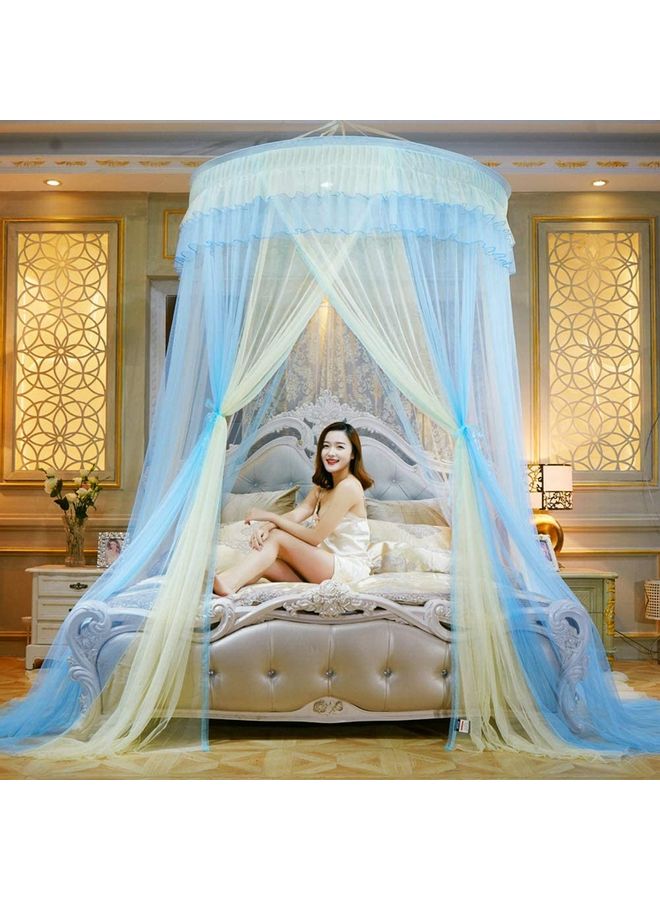 XiuWoo Soft and Breathable Round Dome Mosquito Net polyester Blue 120 x 270 x 1000cm  - Image 1