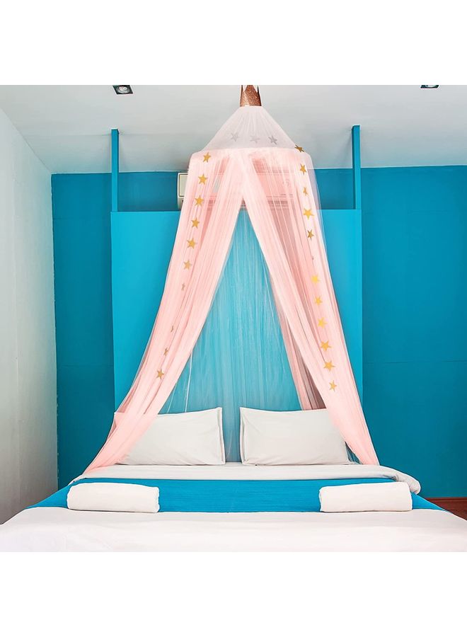 شو وو - ناموسية جيدة التهوية وناعمة بتصميم قبة مستديرة fabric وردي 60 x 240سم - Image 1
