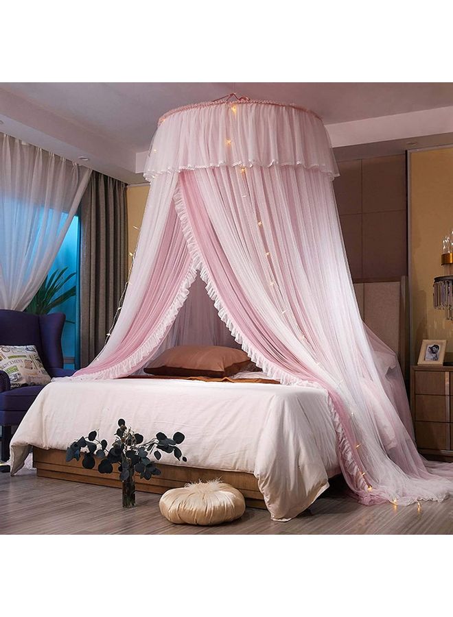 XiuWoo - Gorgeous Lace Round Dome Mosquito Net Polyester Pink 110  x 47 x 492cm - Image 1