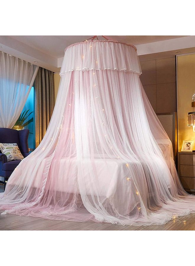 XiuWoo - Gorgeous Lace Round Dome Mosquito Net Polyester Pink 110  x 47 x 492cm - Image 1