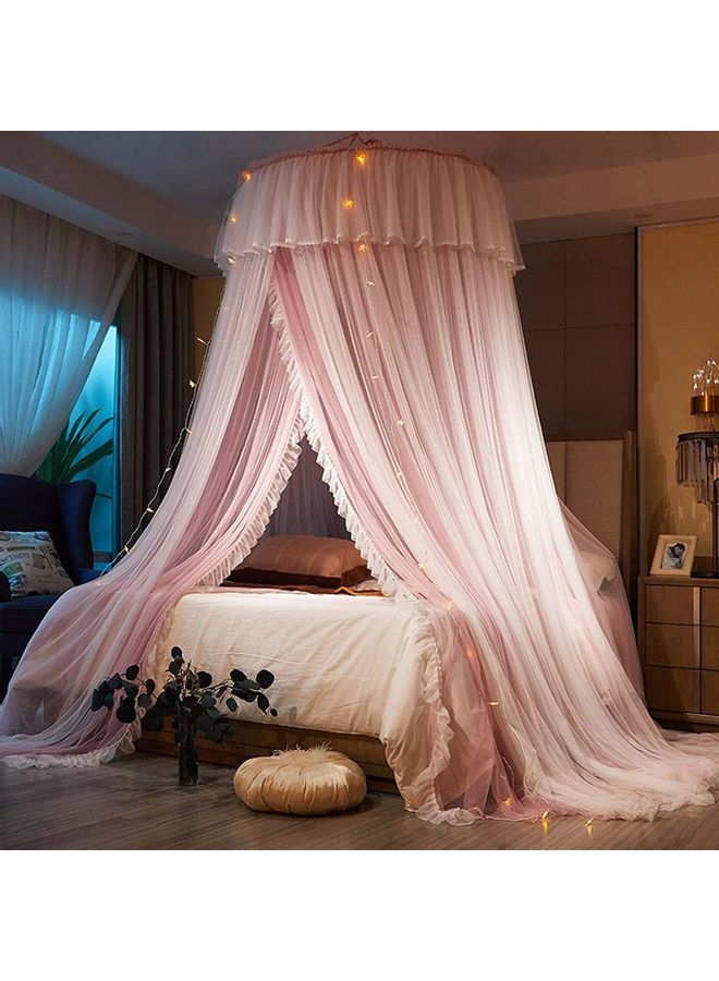 XiuWoo - Gorgeous Lace Round Dome Mosquito Net Polyester Pink 110  x 47 x 492cm - Image 1