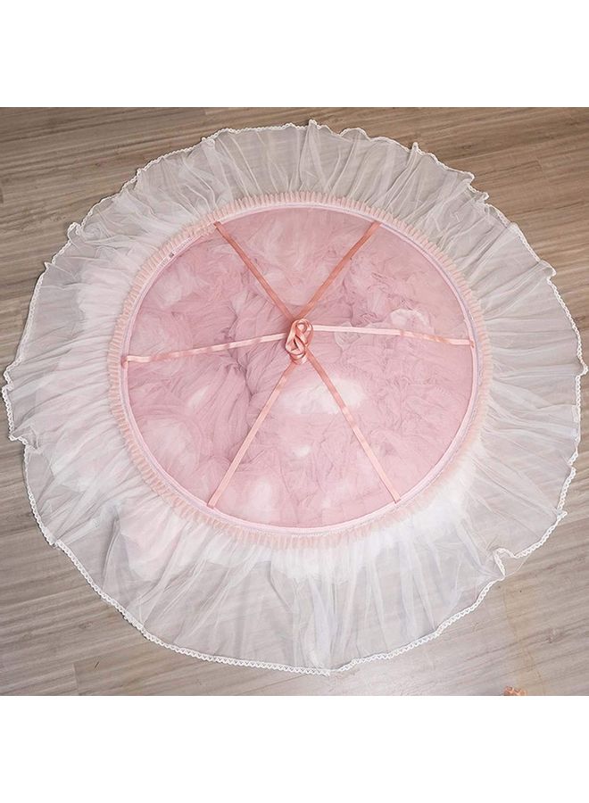XiuWoo - Gorgeous Lace Round Dome Mosquito Net Polyester Pink 110  x 47 x 492cm - Image 1